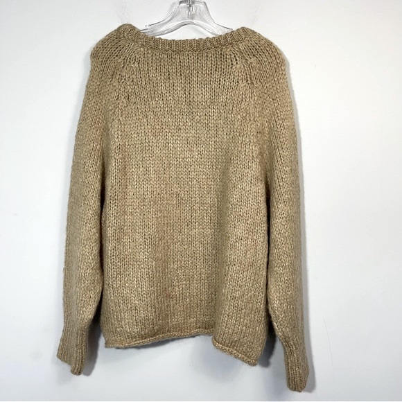 ZARA Chunky Open Knit Cropped Slouchy Boxy Sweater Round Neck Wool Mohair Blend - Picture 7 of 16